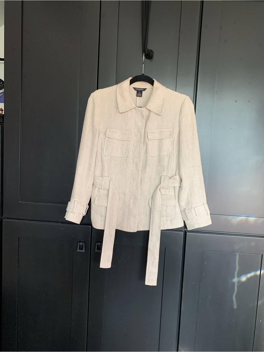 Brooks Brothers Cream Belted Irish Linen Jacket